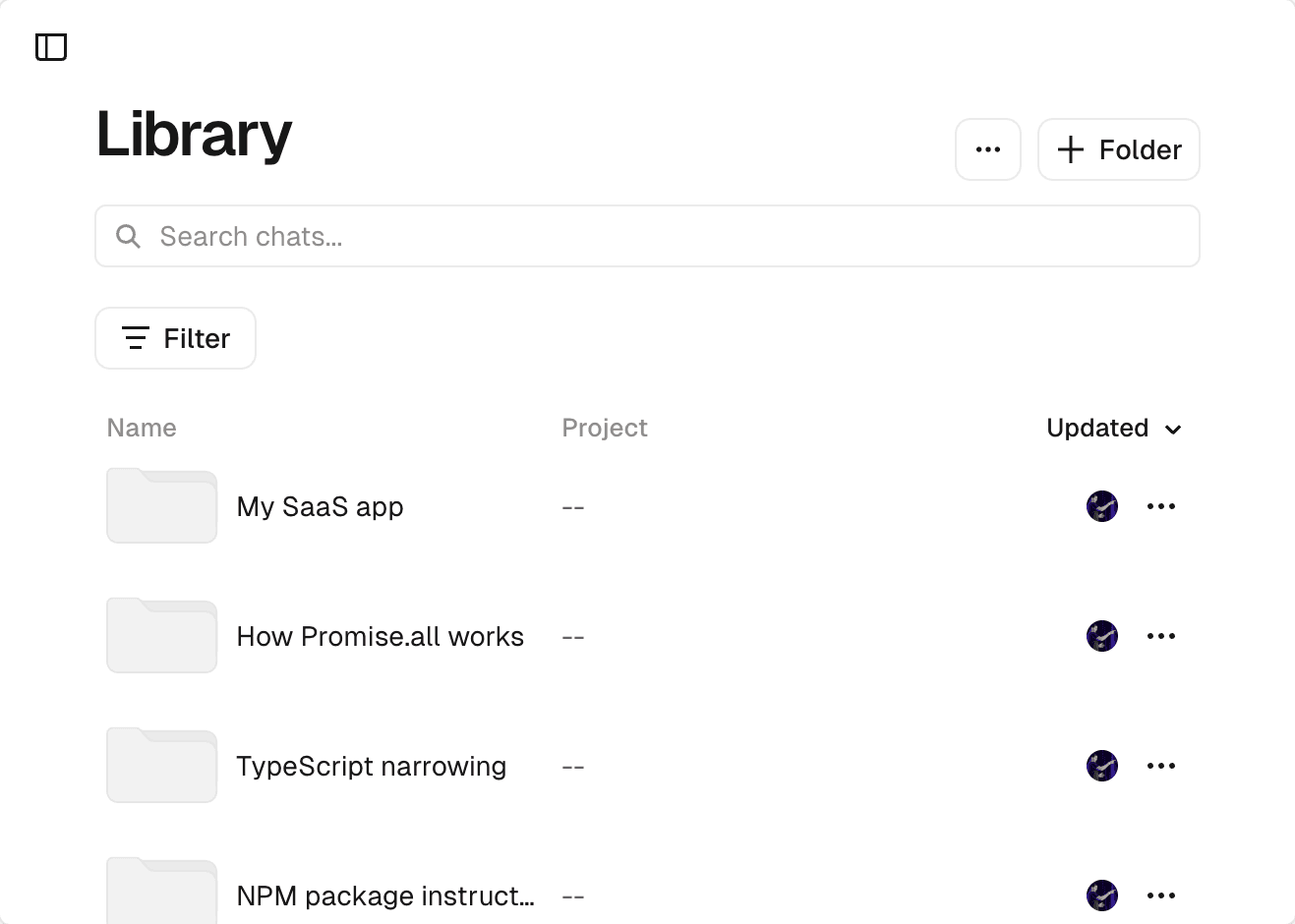 Library with chats